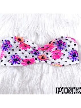 VS PINK Floral Print Lace Bandeau